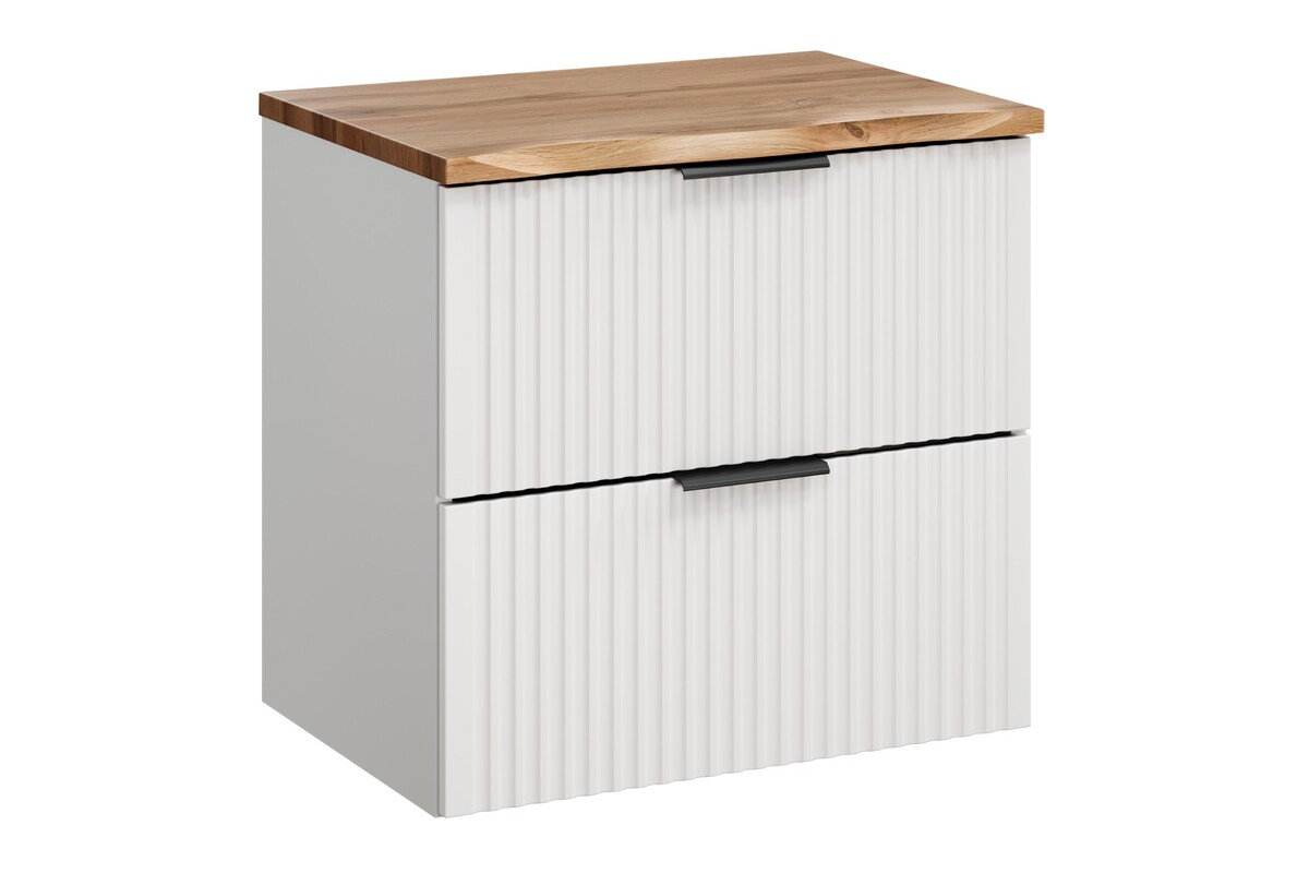 Set Kabinett Comad Adel White ADEL WHITE 82-60-B-2S, Naphtha-Arbeitsplatte Comad Nature Wotan NATURE WOTAN 89-60-46 M