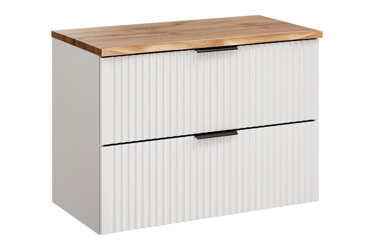 Set Kabinett Comad Adel White ADEL WHITE 82-80-B-2S, Naphtha-Arbeitsplatte Comad Nature Wotan NATURE WOTAN 89-80-46 M