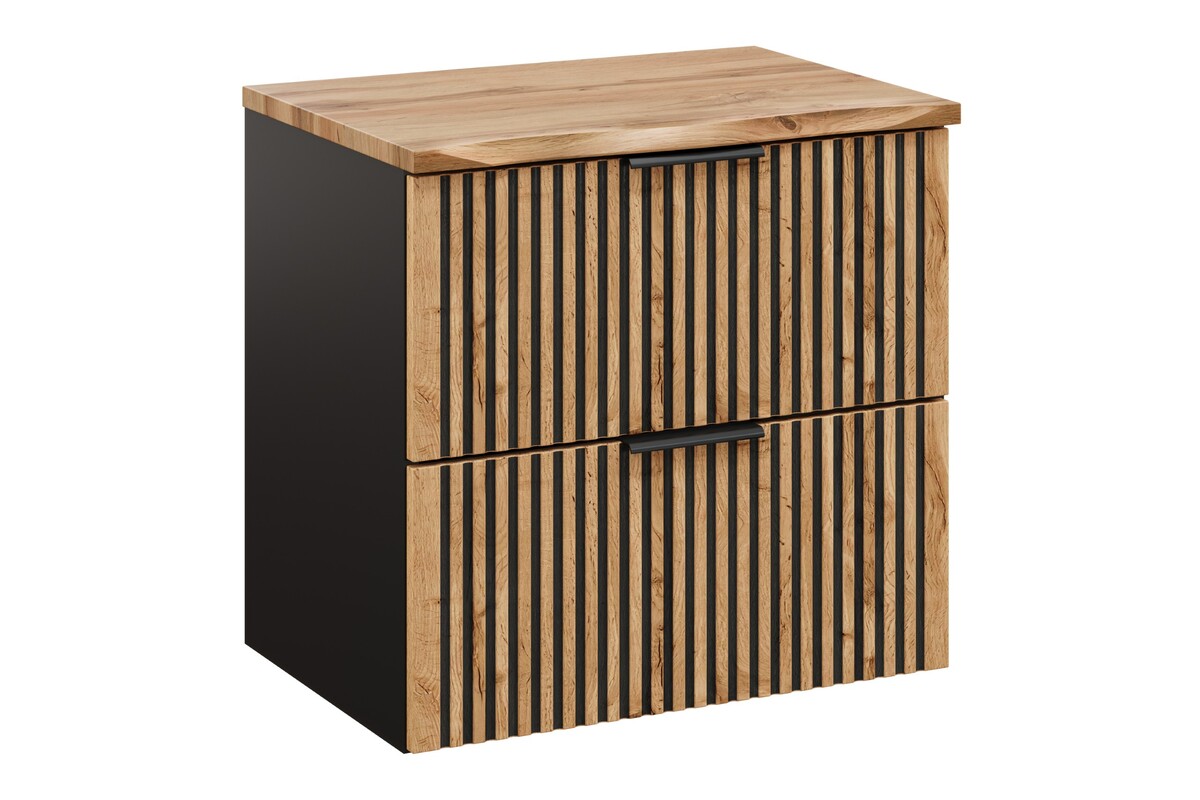 Set Kabinett Comad Xilo XILO BLACK WOTAN 82-60-D-2S, Naphtha-Arbeitsplatte Comad Nature Wotan NATURE WOTAN 89-60-46 M