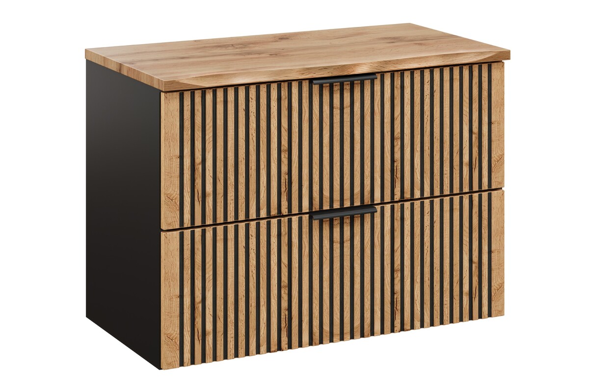 Set Kabinett Comad Xilo XILO BLACK WOTAN 82-80-D-2S, Naphtha-Arbeitsplatte Comad Nature Wotan NATURE WOTAN 89-80-46 M