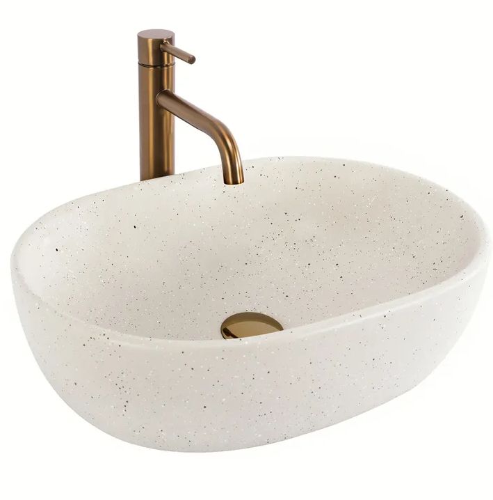 Rea Amelia Waschbecken 48x34.5 cm oval Aufsatzwaschbecken braun/beige REA-U8480