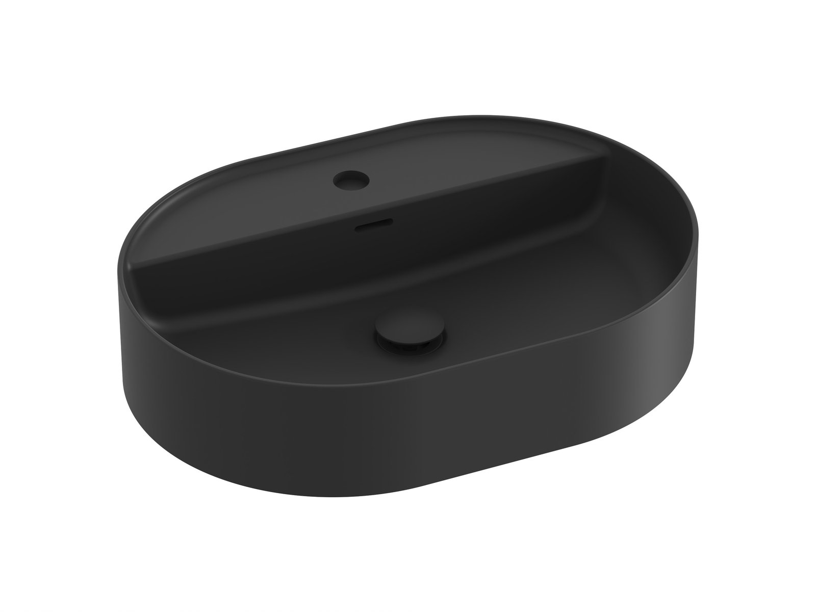 Ravak Ceramic Waschbecken 55x40 cm oval Aufsatzwaschbecken schwarz XJX0D155002