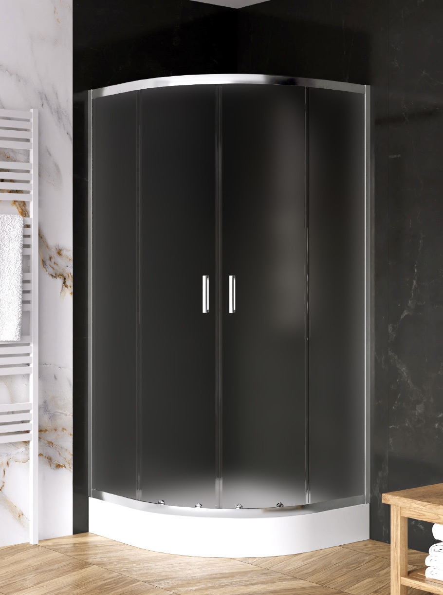 New Trendy Suvia Dusche 90x90 cm halbrund chrom Glanz/Mattglas K-5120