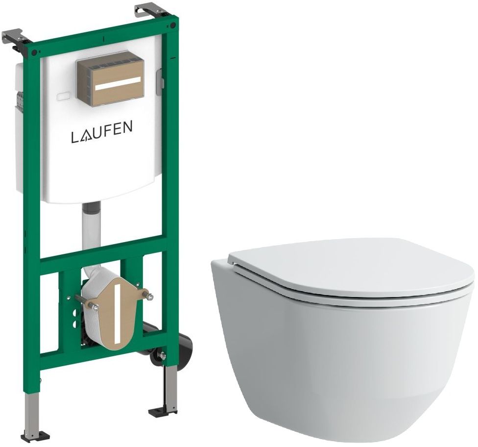 Set WC-Becken mit Absenkautomatik-Sitz Laufen Pro A H8669560000001, Unterputzrahmen Laufen Ineo H9201140000001