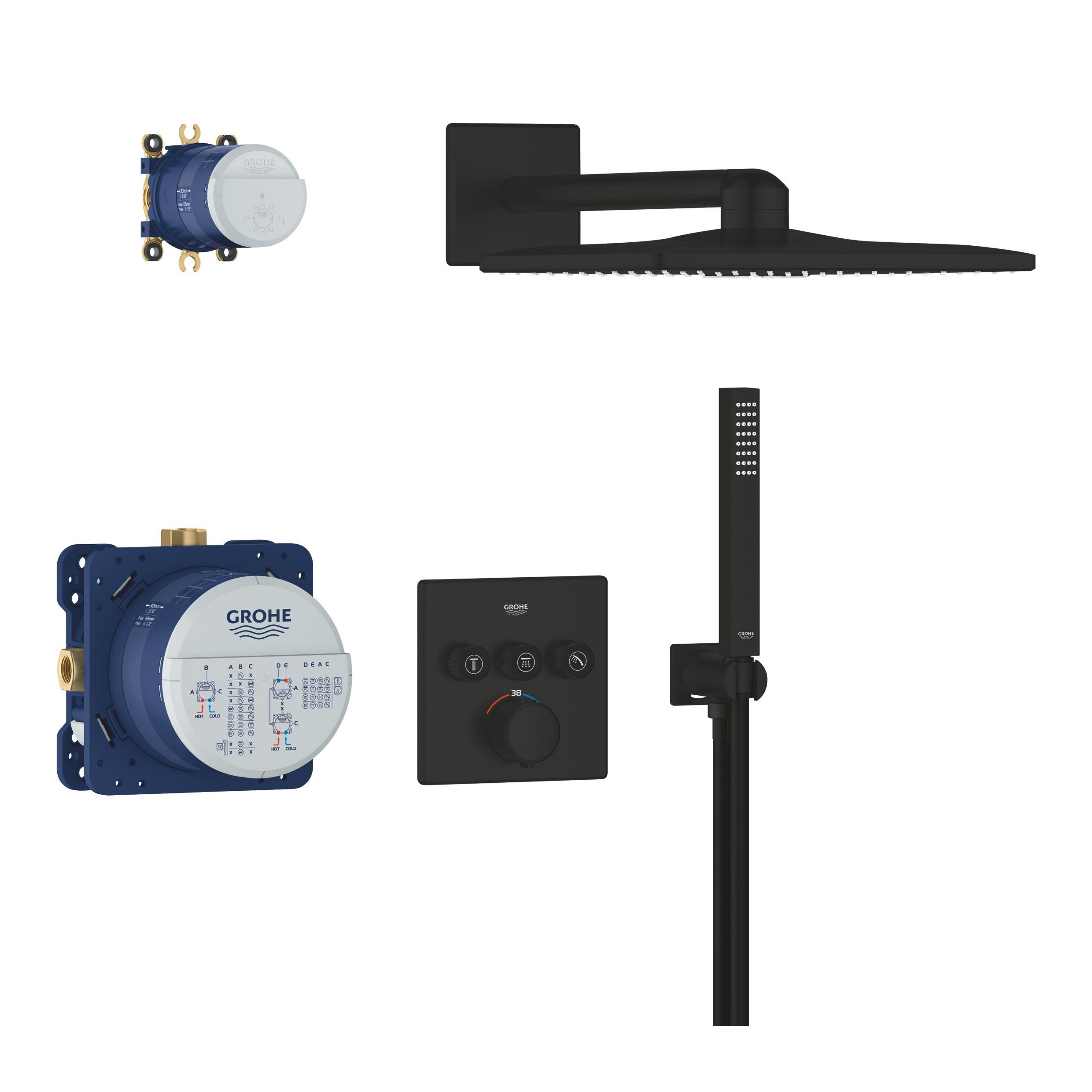 Grohe SmartControl Badewannen- und Duschset Unterputz mit Thermostat mit Regenbrause schwarz 348752430