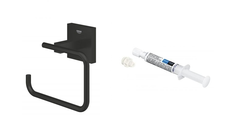Set Klopapierhalterung Grohe Start Cube 409782430, Kleber Grohe QuickGlue 41127000