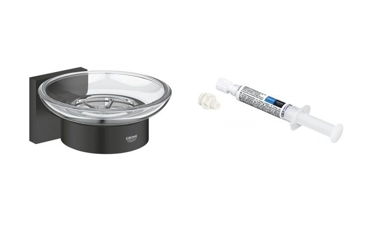 Set Seifenschale Grohe Start Cube 410962430, Kleber Grohe QuickGlue 41127000