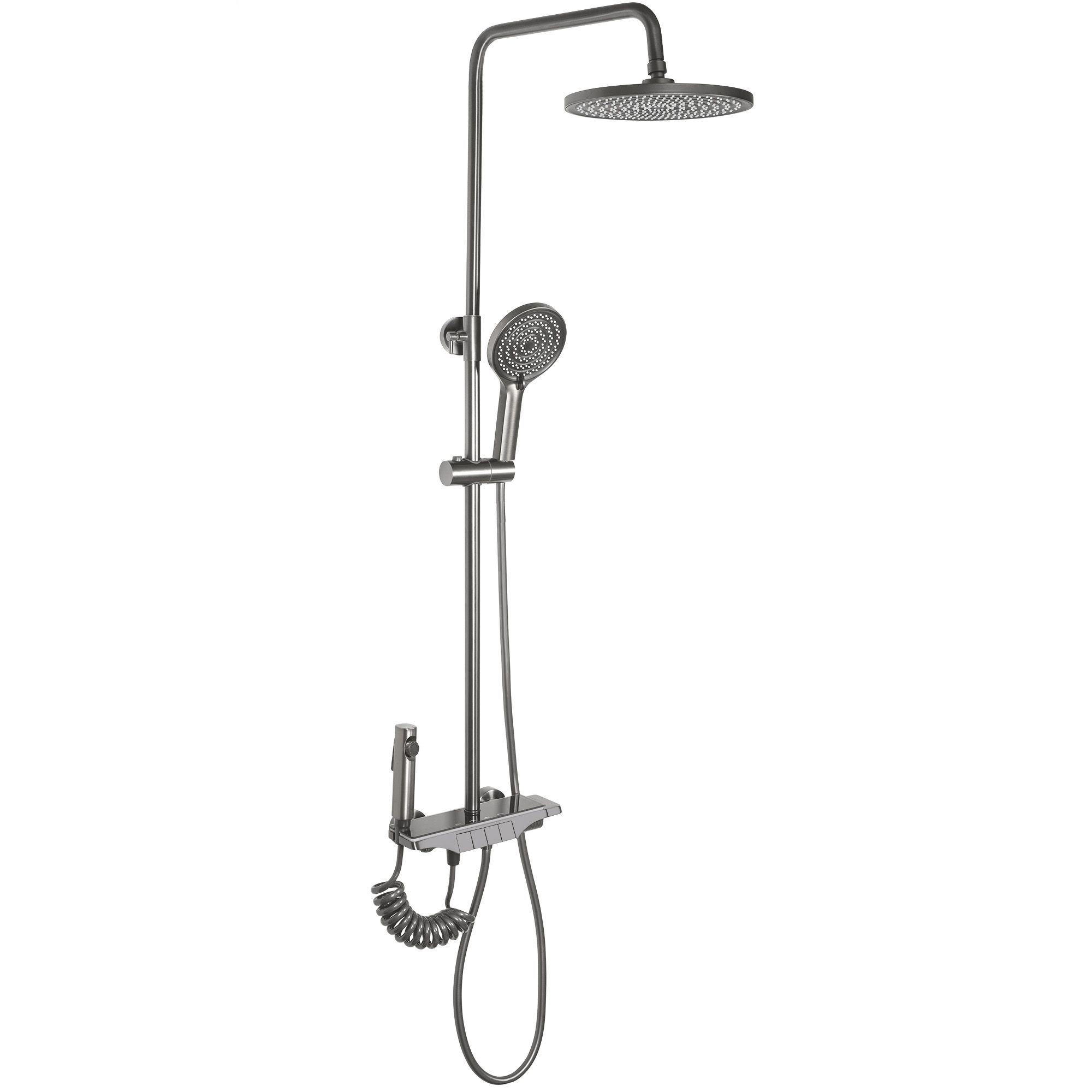 Rea Savio Duschset Wandmontage mit Regenbrause graphit REA-P8412