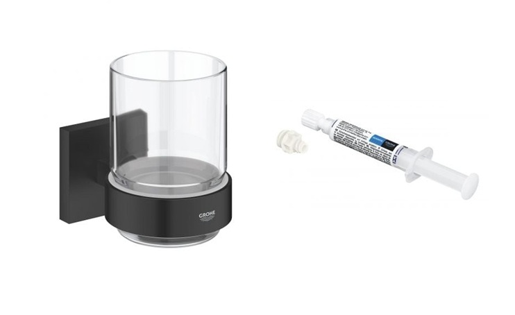 Set Zahnputzbecher Grohe Start Cube 410972430, Kleber Grohe QuickGlue 41127000