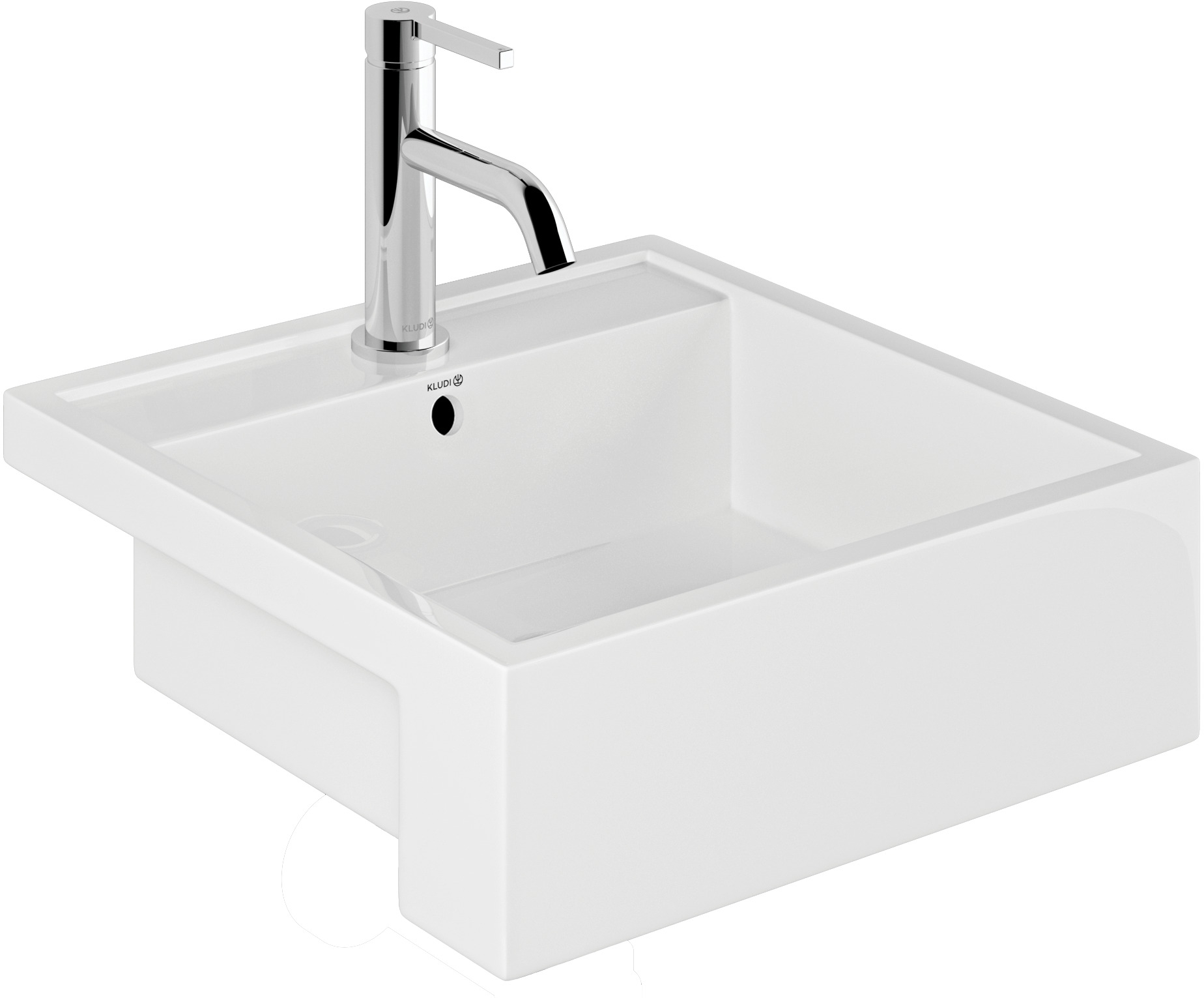 Kludi Resa Waschbecken 46x46 cm quadratisch Einbauwaschbecken weiß 57W0143