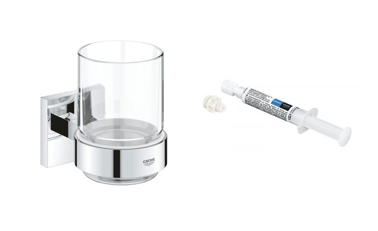 Set Zahnputzbecher Grohe Start Cube 41097000, Kleber Grohe QuickGlue 41127000