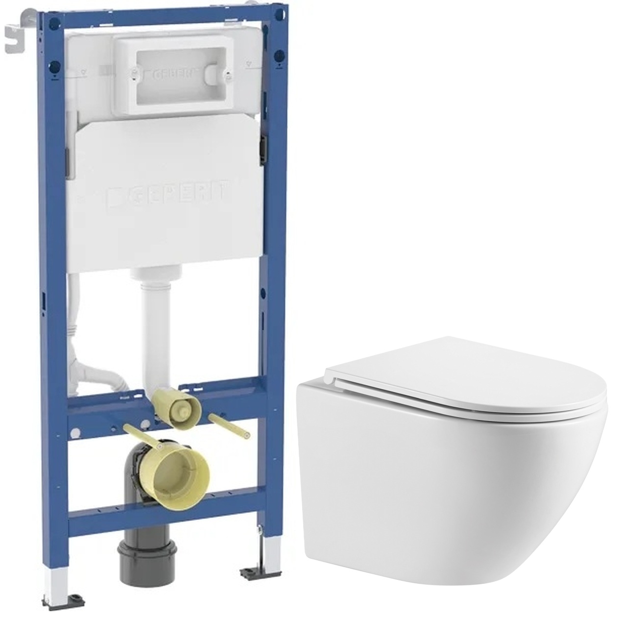 Set Unterputzrahmen Geberit Duofix 111.170.00.2, WC-Becken mit Absenkautomatik-Sitz Omnires Ottawa OTTAWAMWBP