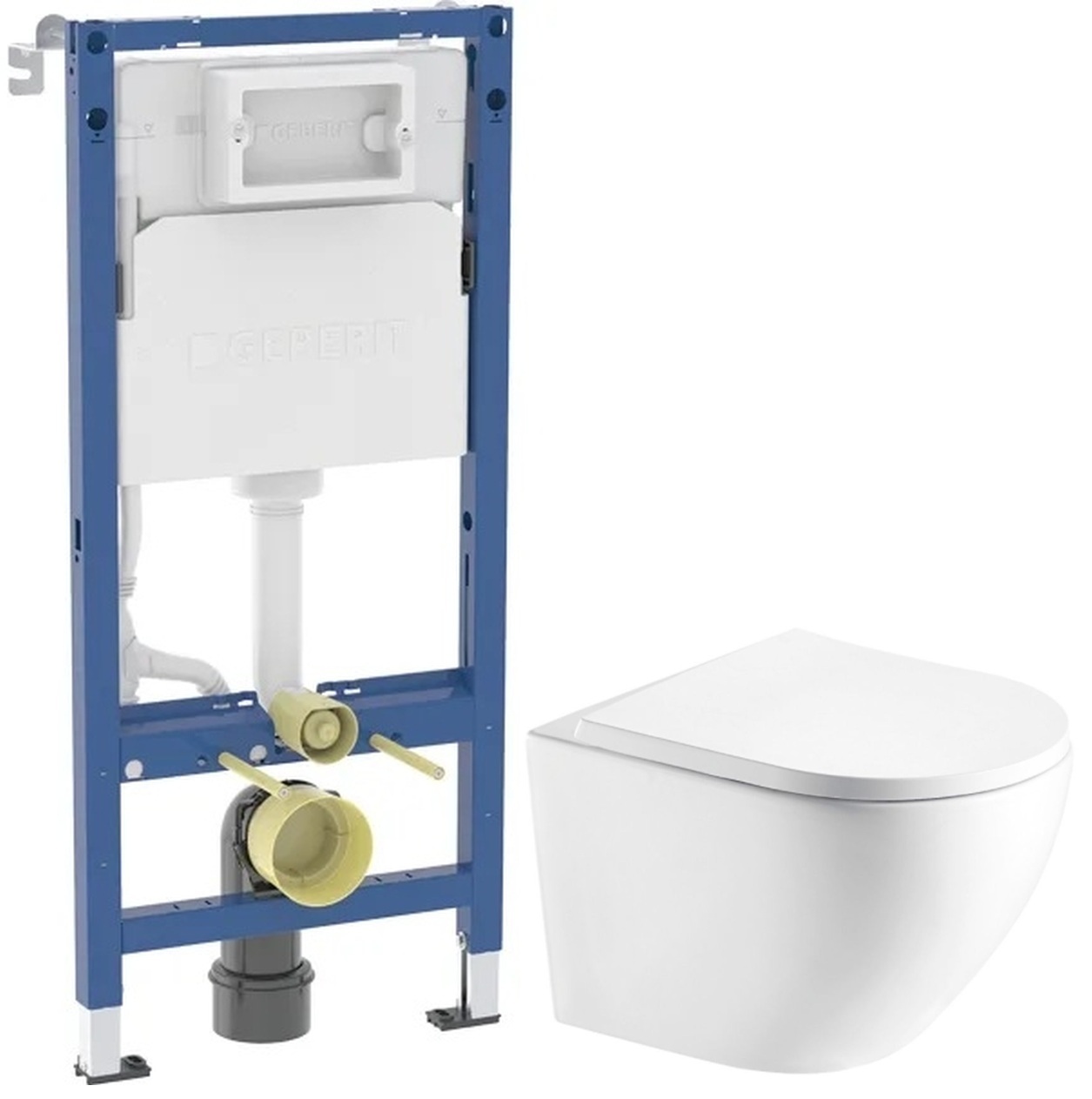 Set Unterputzrahmen Geberit Duofix 111.170.00.2, WC-Becken mit Absenkautomatik-Sitz Hagser Beno HGR20000042