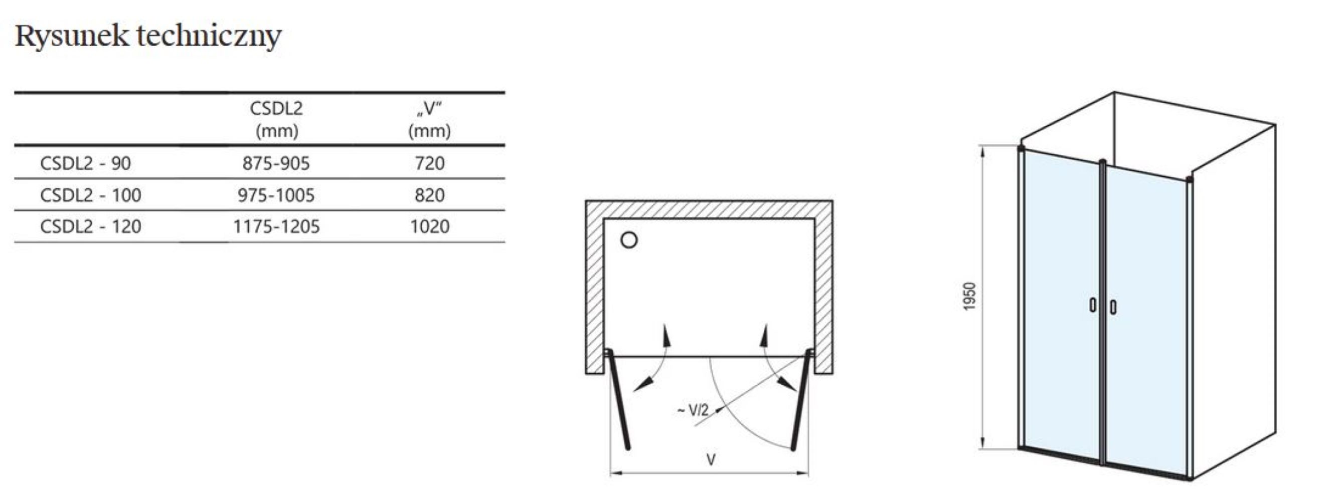 Ravak Chrome Duschtüren 120 cm aufklappbar schwarz Matte/durchsichtiges Glas 0QVGC30LZ1