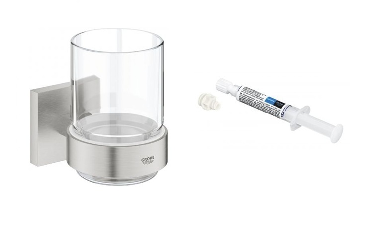 Set Zahnputzbecher Grohe Start Cube 41097DC0, Kleber Grohe QuickGlue 41127000