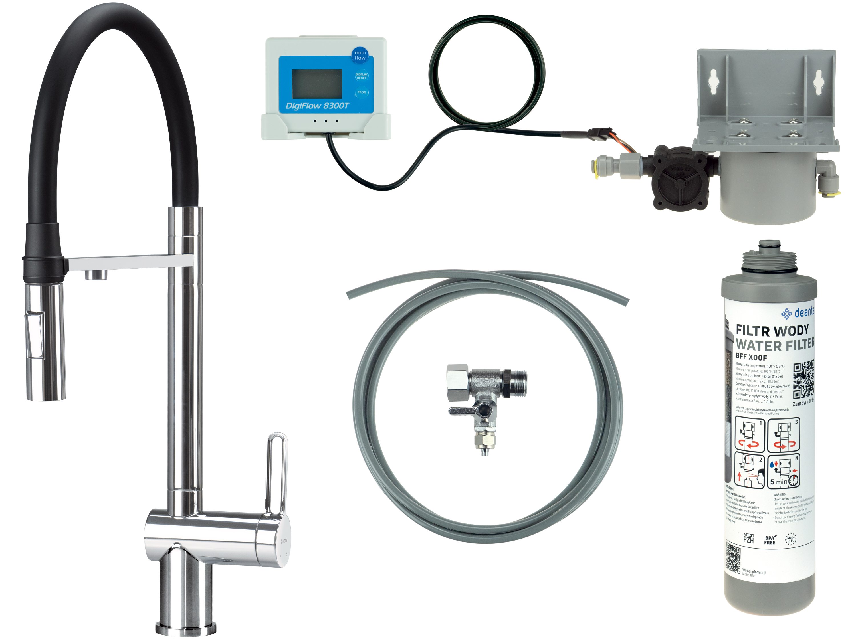 Deante Magnetic Starterset mit Küchenarmatur Stehend chrom BRMF075M
