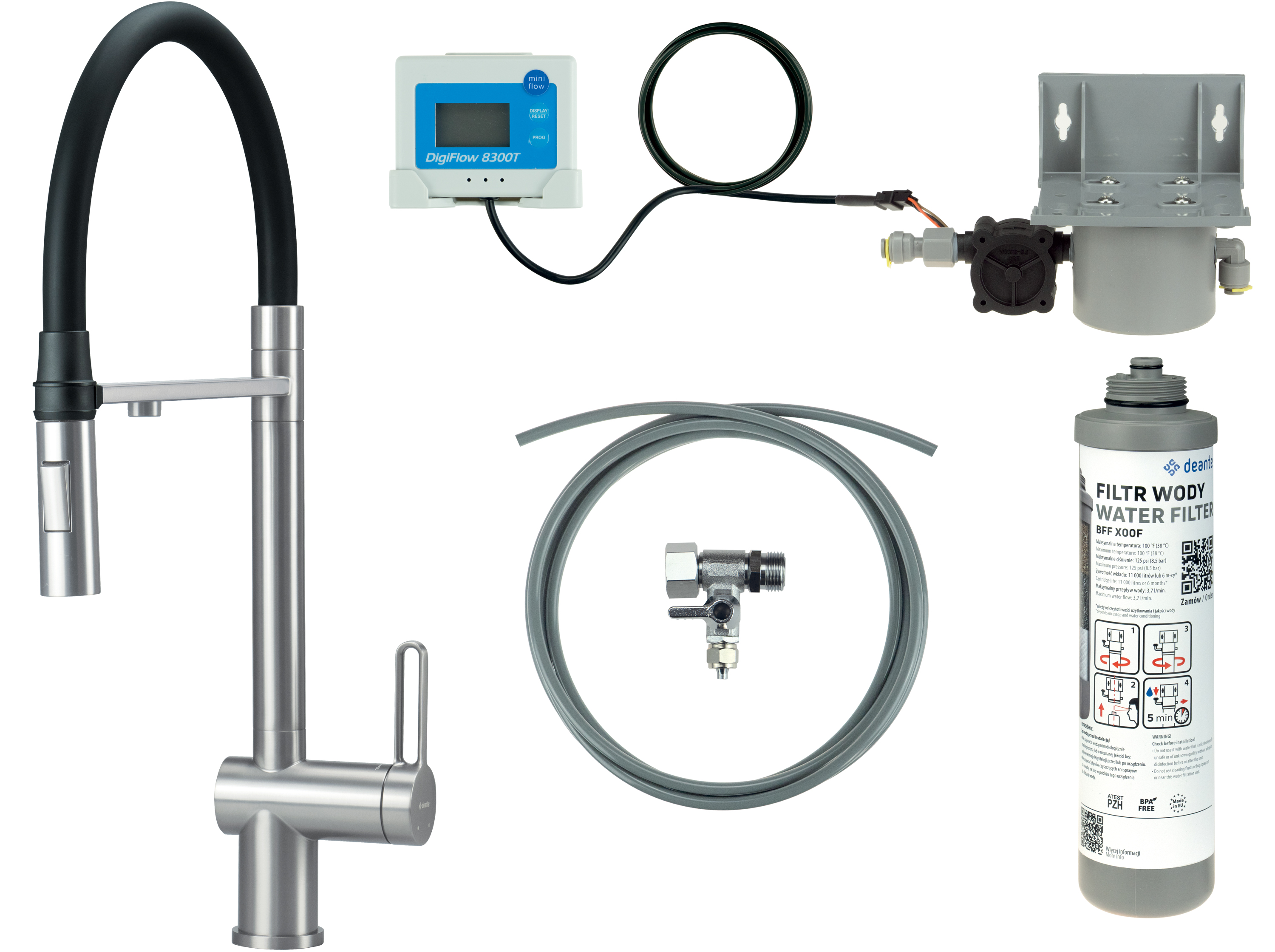 Deante Magnetic Starterset mit Küchenarmatur Stehend edelstahl BRMFF75M