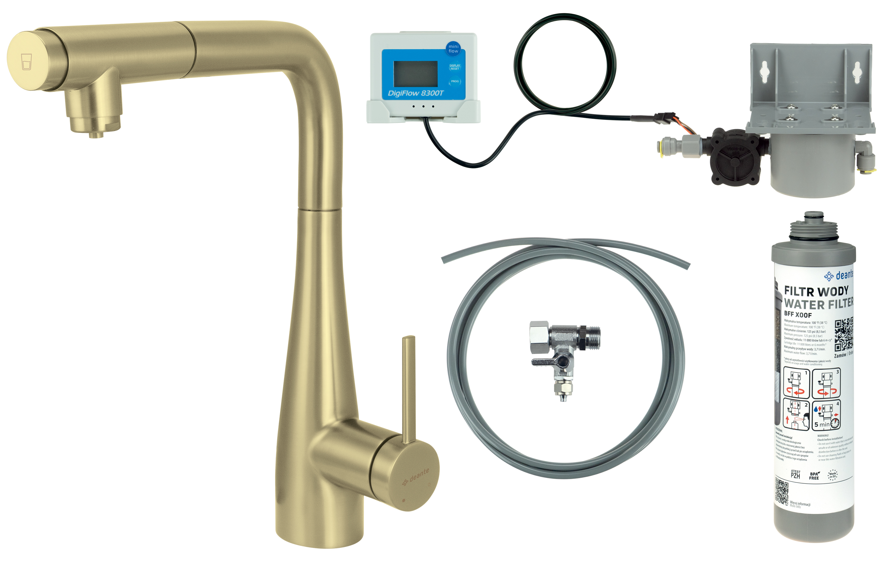Deante Eridan Starterset mit Küchenarmatur Stehend gold/altgold BREFR75M
