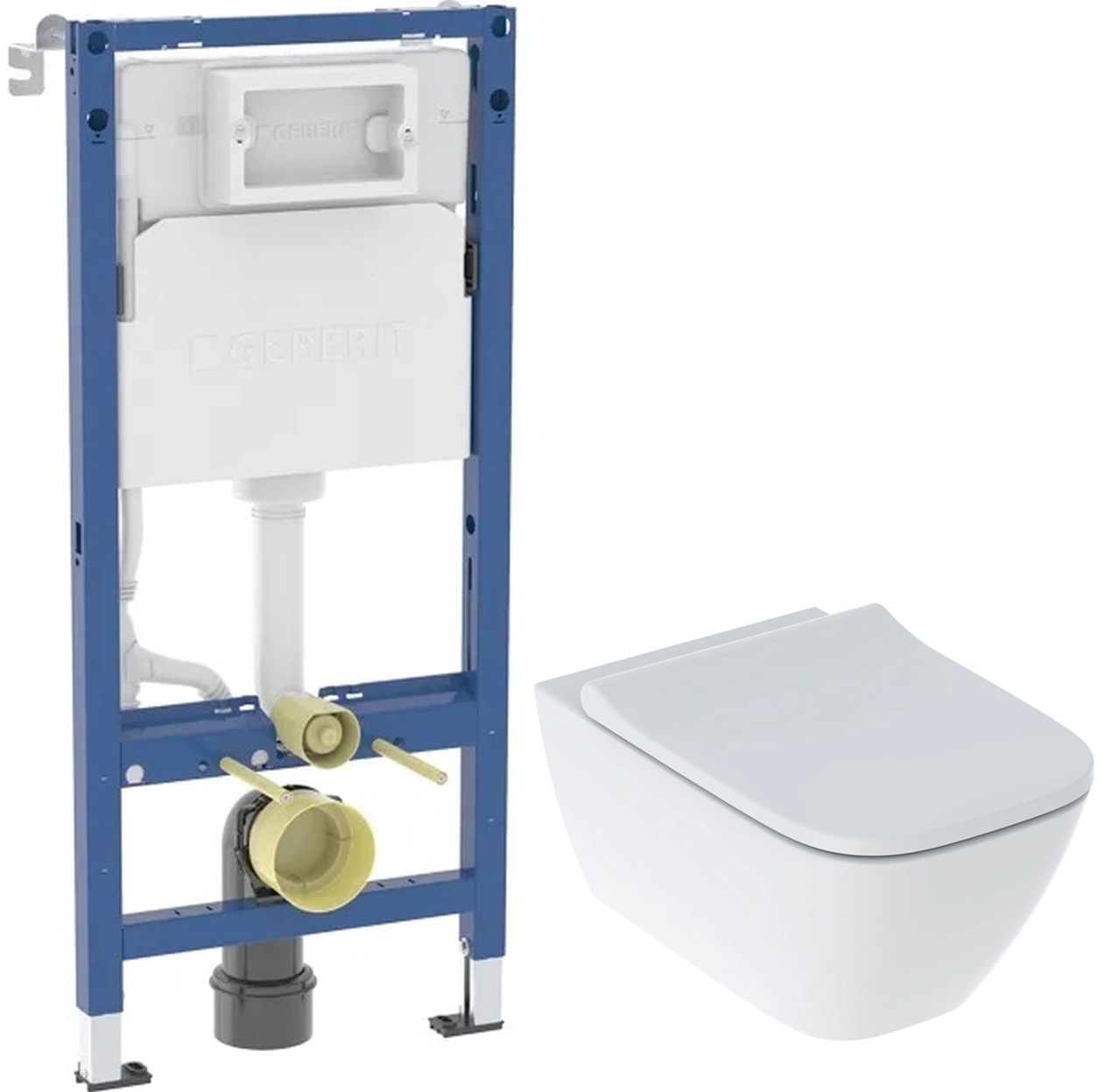 Set WC-Set mit Sitz Geberit Smyle Square 500.683.00.2, Unterputzrahmen Geberit Duofix 111.170.00.2