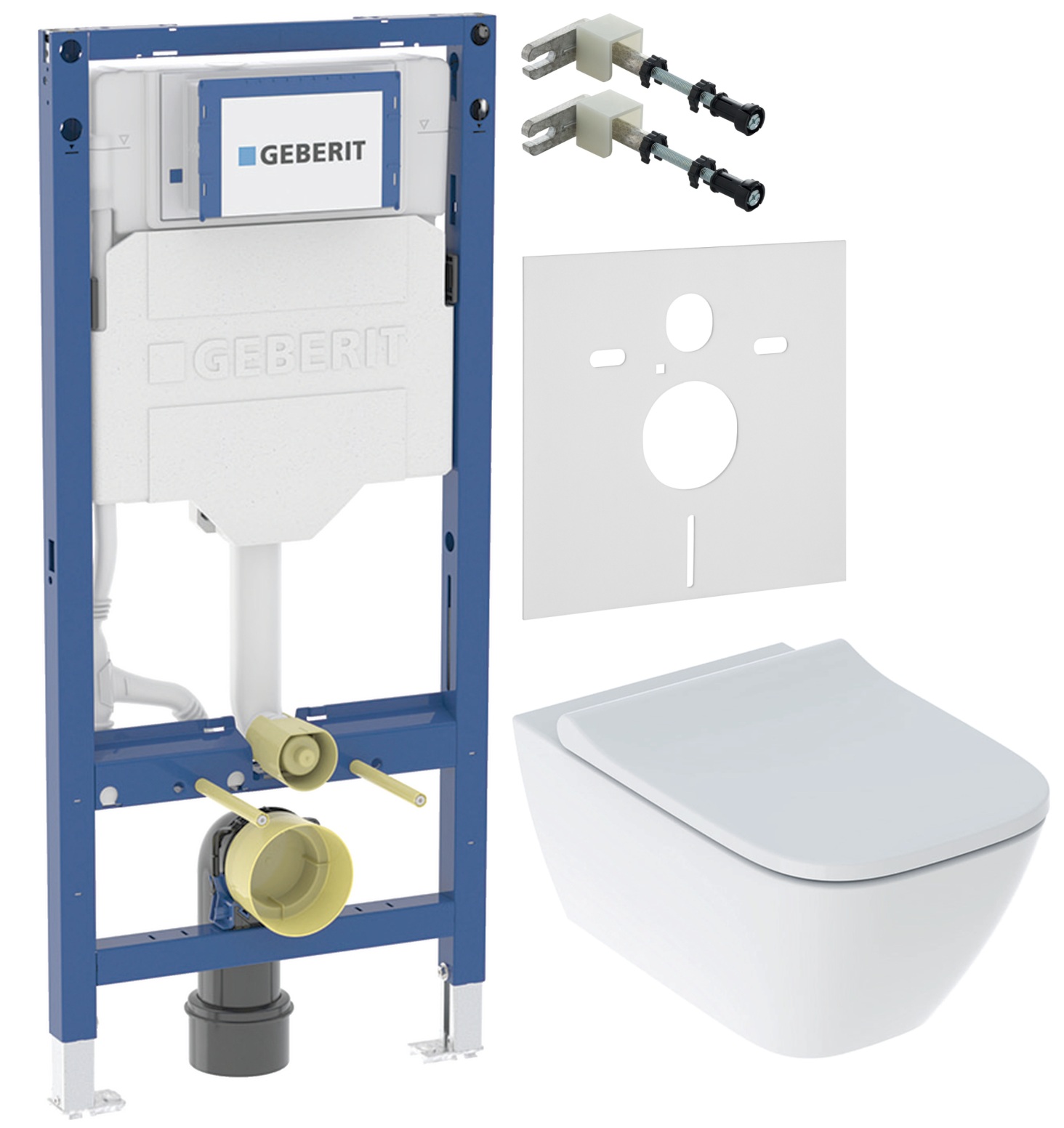 Set WC-Set mit Sitz Geberit Smyle Square 500.683.00.2, Unterputzrahmen Geberit Duofix 111.320.00.6, 111.815.00.1, 156.050.00.1