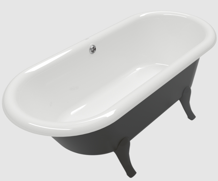 Villeroy & Boch Hommage Freistehende Badewanne 177.1x77.1 cm oval weiß-schwarz UBQ180HOM7WR7V-01