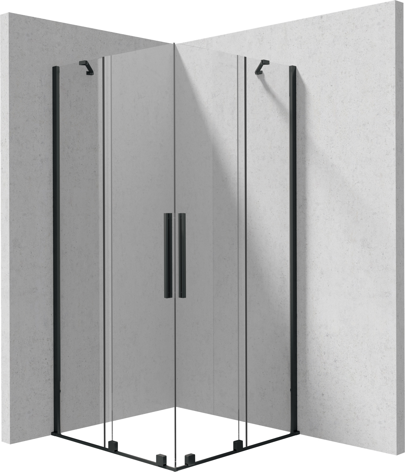 Deante Prizma Dusche 80x80 cm quadratisch schwarz Matte/durchsichtiges Glas KPNNP08P08