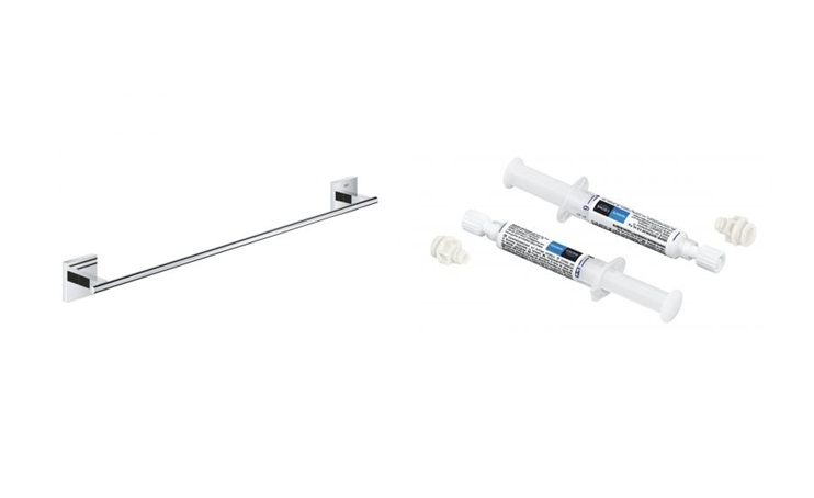 Set Handtuchstange Grohe Start Cube 41089000, Kleber Grohe 41128000