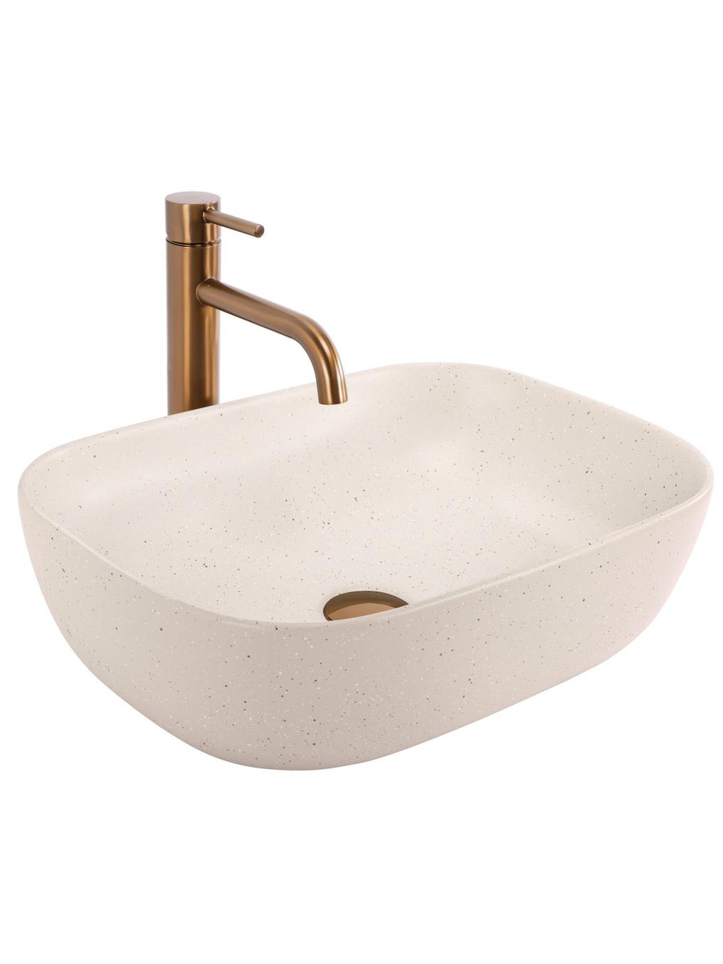 Rea Belinda Waschbecken 46.5x33 cm rechteckig Aufsatzwaschbecken braun/beige REA-U4000