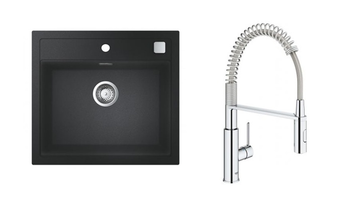 Set Granitspüle Grohe K700 31651AP0, Küchenarmatur Grohe Get 30361000