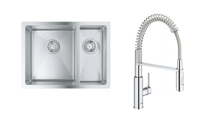 Set Stahlspüle Grohe K700 31577SD1, Küchenarmatur Grohe Get 30361000