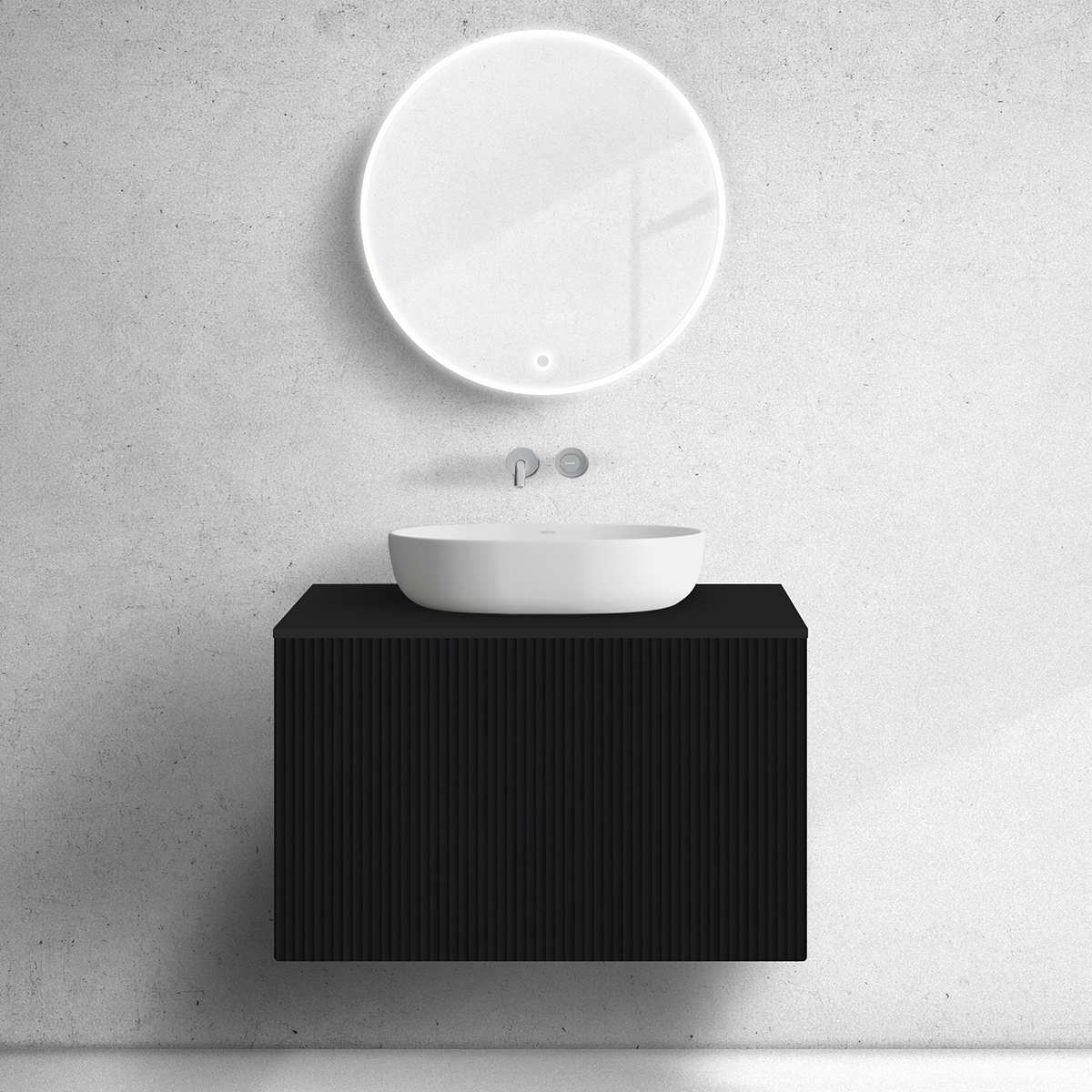 Oltens Lun Unterschrank 80x44.7x52 cm Unterschrank hängend schwarz 60028300