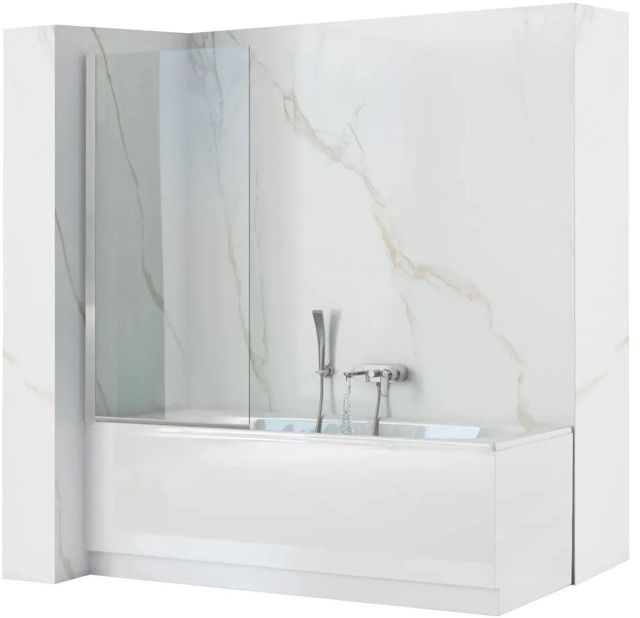 Rea Lagos Badewannenabtrennung 70 cm einteilig chrom Glanz/durchsichtiges Glas REA-W5674