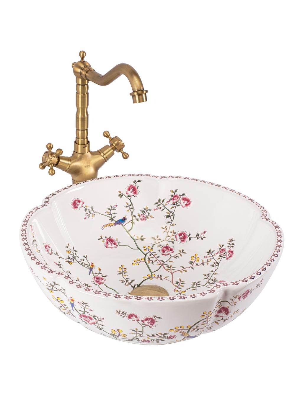 Rea Felicia Waschbecken 42.5x42.5 cm rund Aufsatzwaschbecken weiß REA-U7504