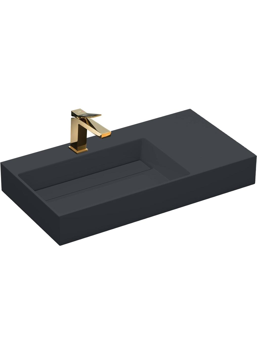 Rea Archi Waschbecken 89.5x48 cm rechteckig Aufsatzwaschbecken grauer Stein REA-U4304