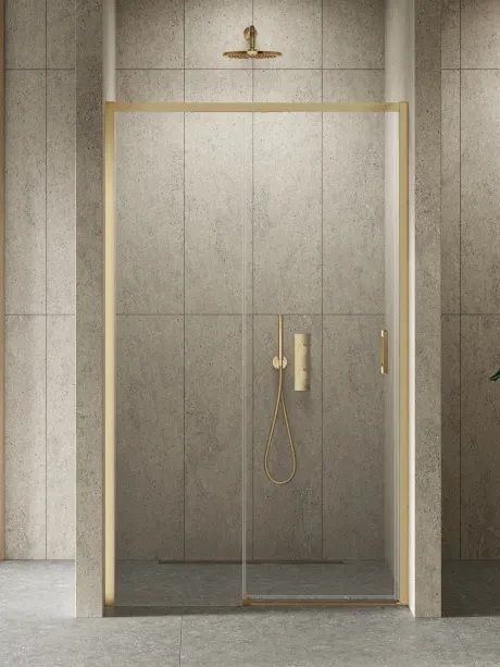 New Trendy Prime Gold Brushed Duschtüren 150 cm Schiebe- gold gebürstet/durchsichtiges Glas D-0794A