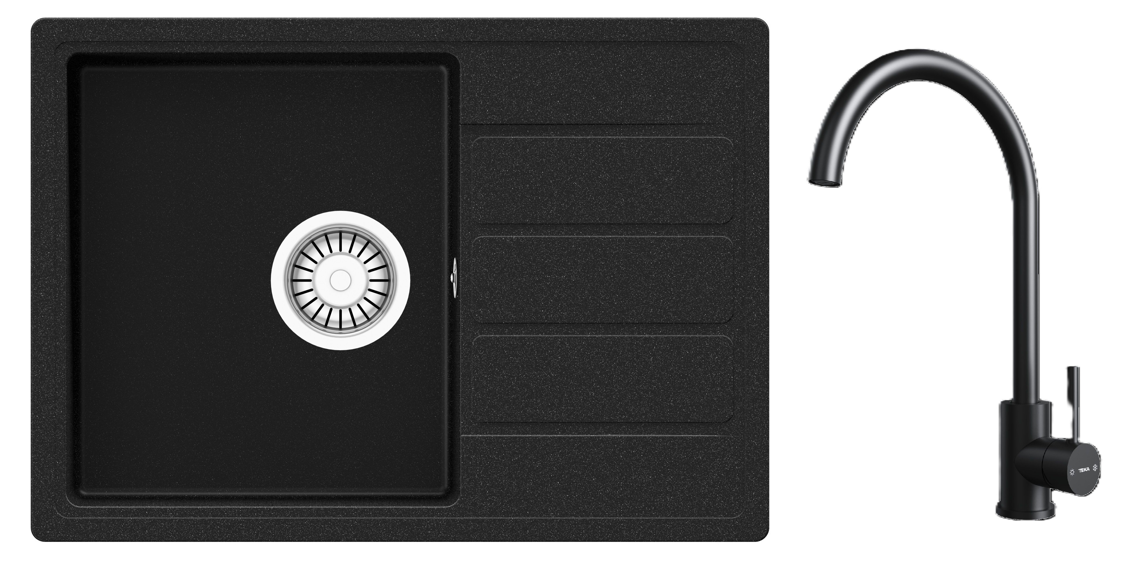Set Granitspüle Teka Comfor TQ 115350000, Küchenarmatur Teka Uni 116030071