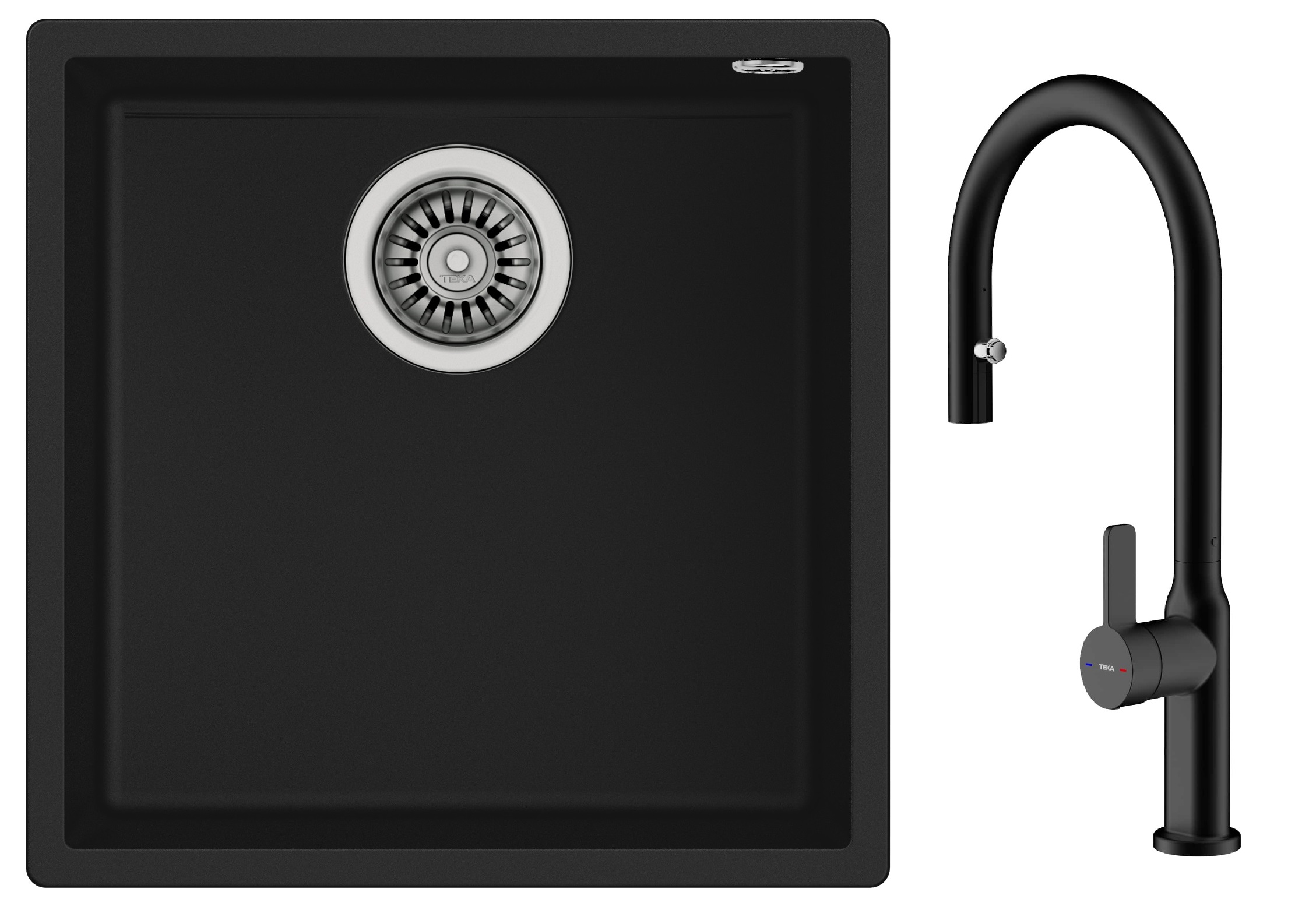 Set Tegranit-Spüle Teka Square 115230025, Küchenarmatur Teka Oval 116020015
