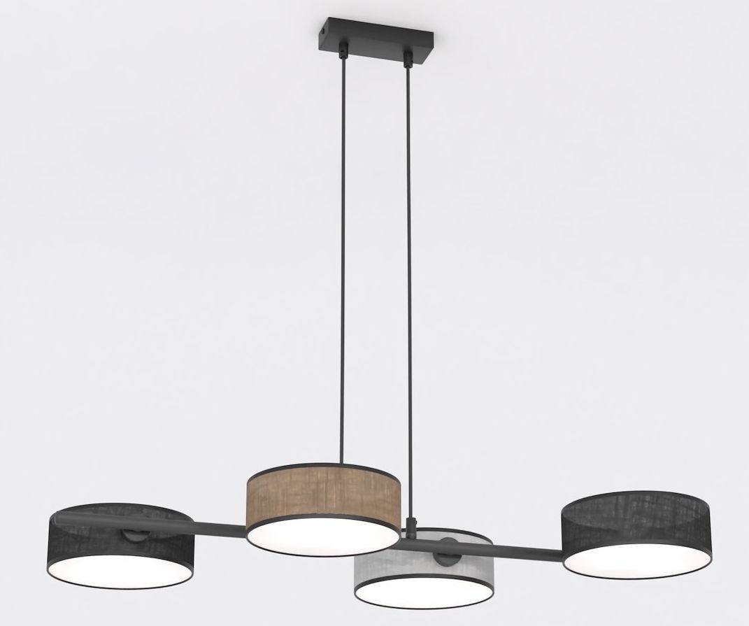 Emibig Drumz Pendelleuchte 4x10 W schwarz-grau/aschfarben-beige 1566/4