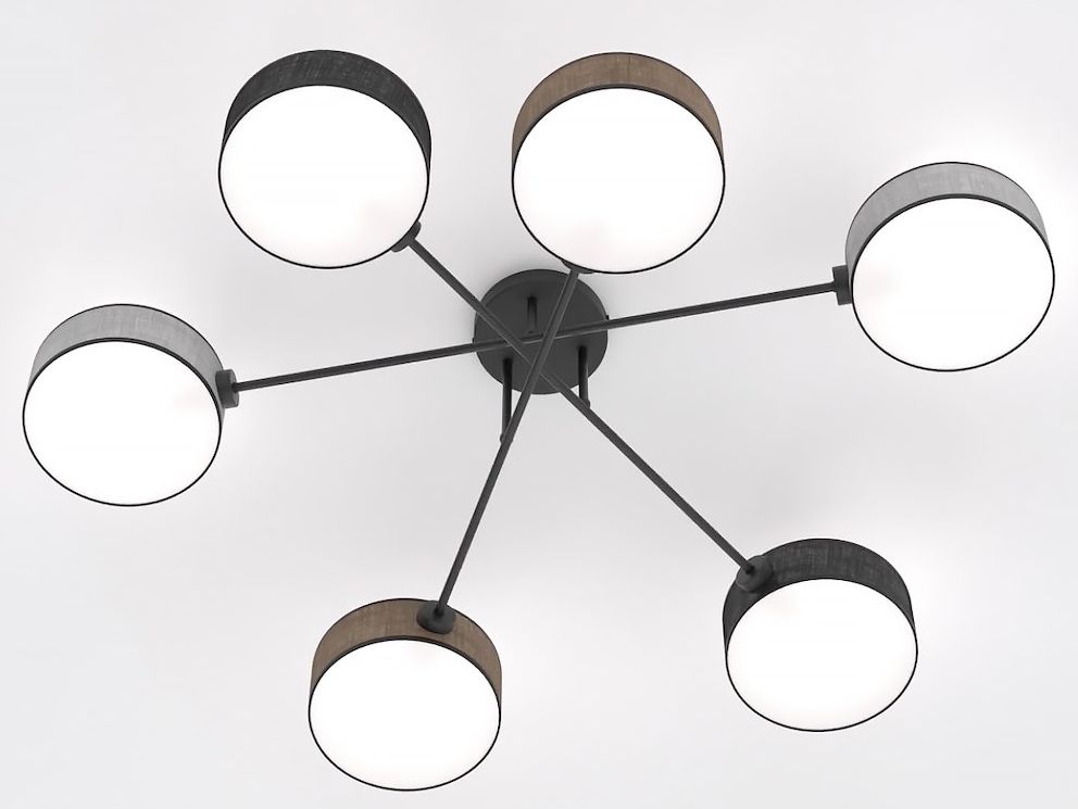 Emibig Maga Deckenlampe 6x10 W schwarz-grau-beige 1572/6