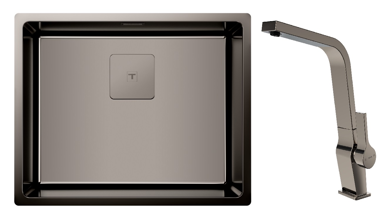 Set Stahlspüle mit Siphon Teka Flexlinea 115000024, Küchenarmatur Teka ICC 116030005