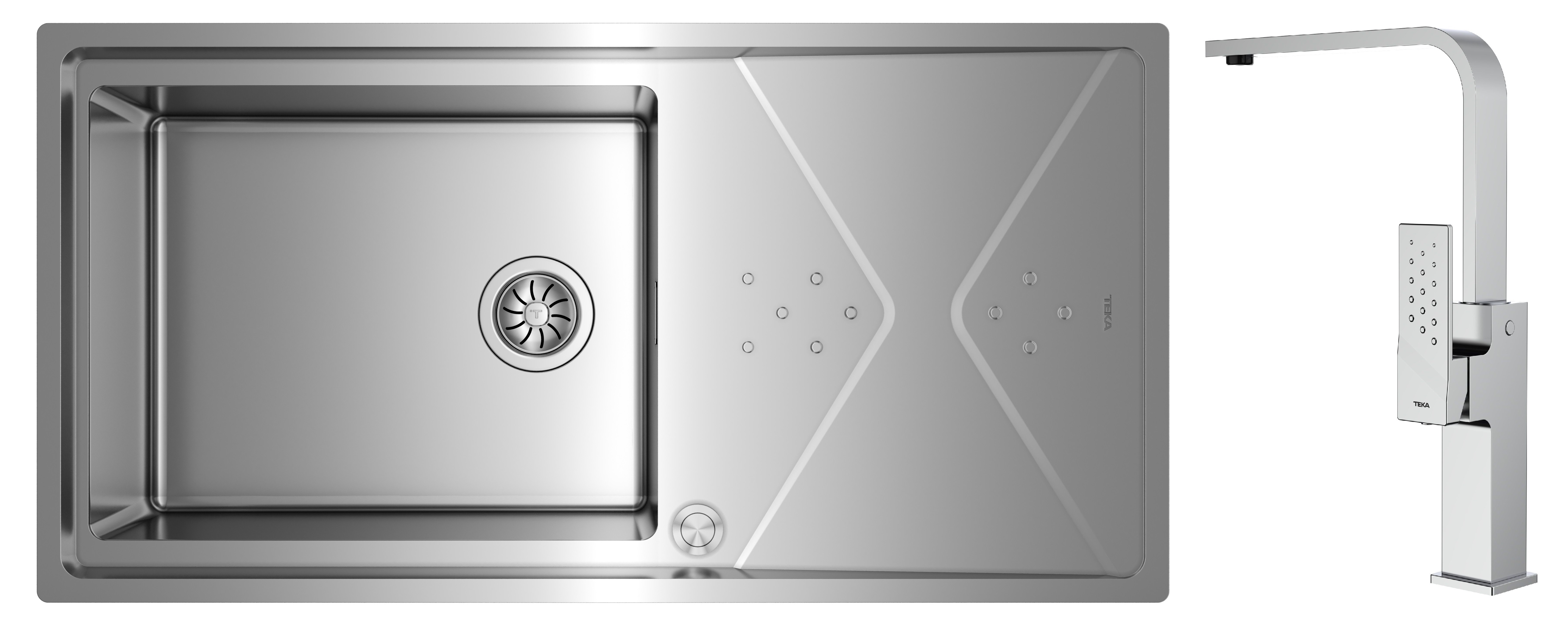 Set Stahlspüle mit Siphon Teka Brooklyn 115100023, Küchenarmatur Teka Brooklyn 116030056