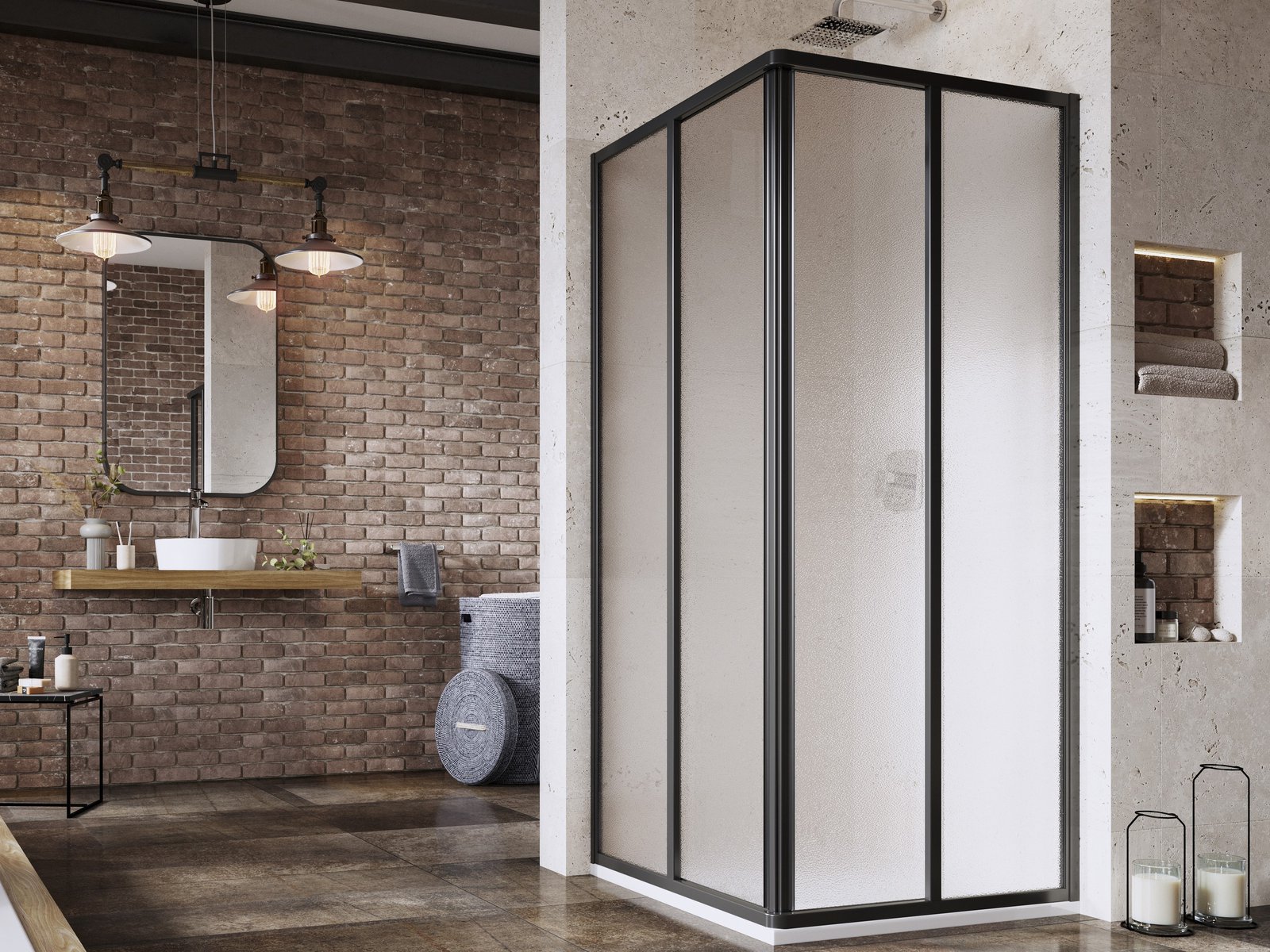 Ravak Supernova Dusche 80x80 cm quadratisch schwarz Matte/ 14V403O2ZGS