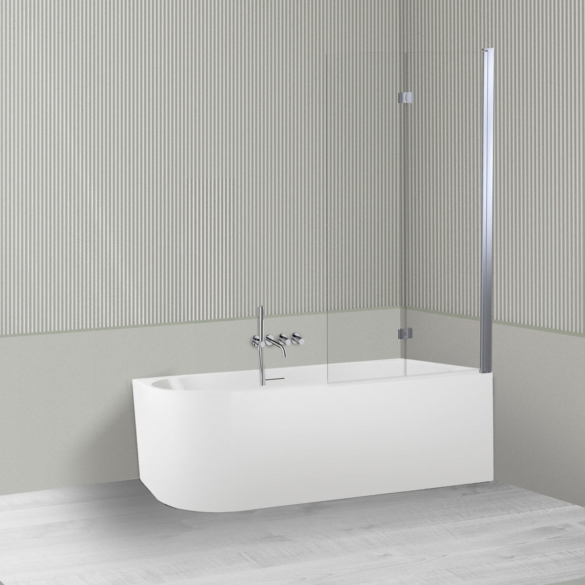 Set Eckbadewanne Oltens Delva 11001000, Badewannenabtrennung Oltens Sela 23202100