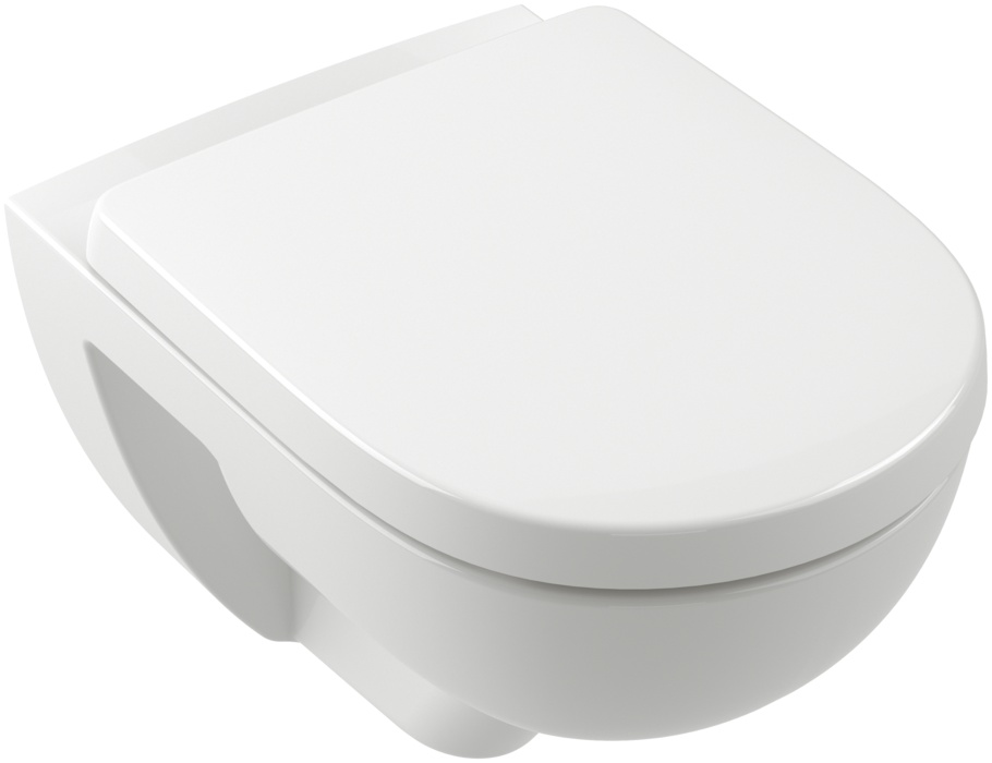Villeroy & Boch O.Novo WC-Becken mit Absenkautomatik-Sitz hängend Spülrandlos mit Wirbelspülung weiß Glanz 5660CL01