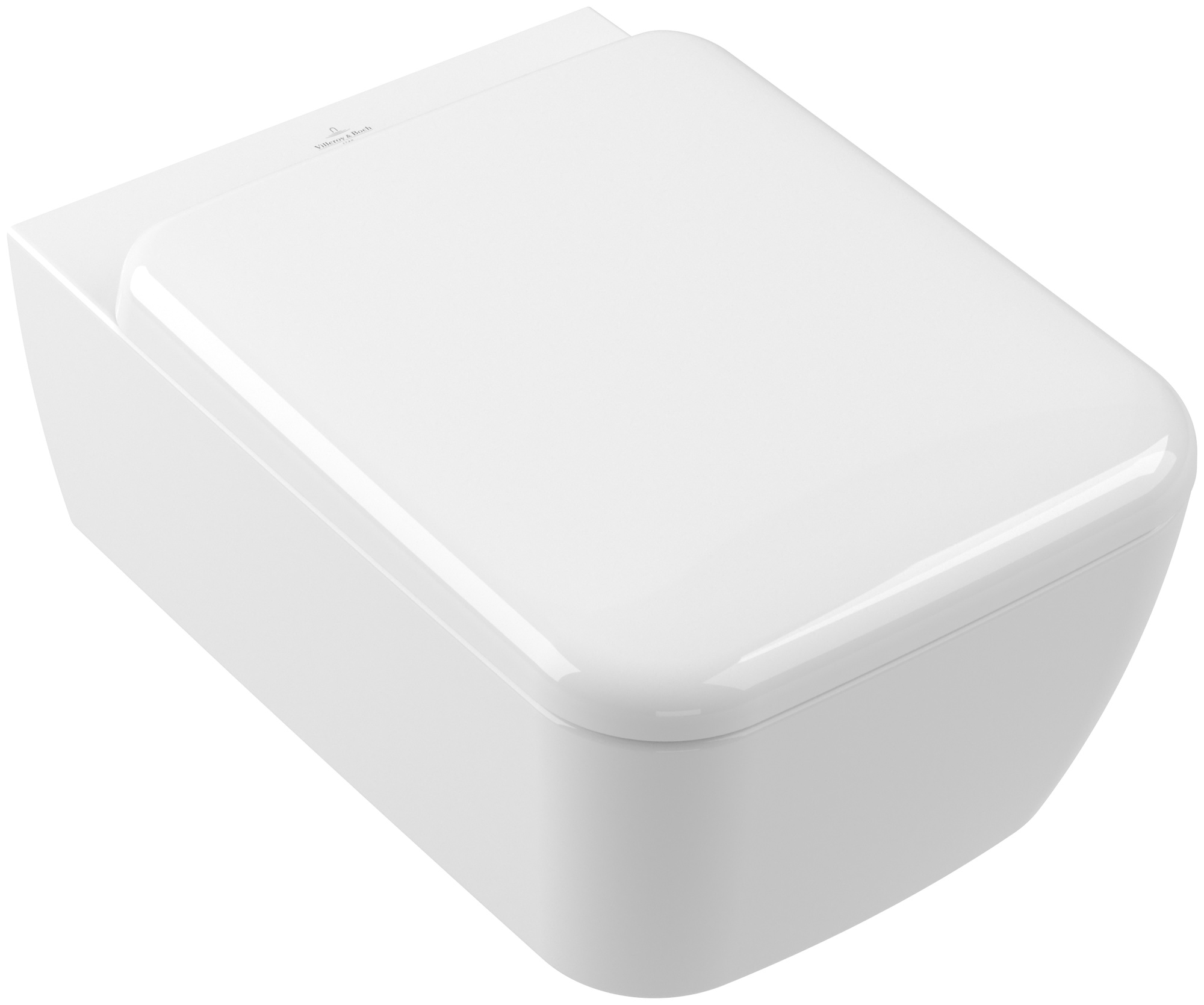 Villeroy & Boch Skyla WC-Becken mit Absenkautomatik-Sitz hängend Spülrandlos mit Wirbelspülung weiß Glanz 4682CLR1