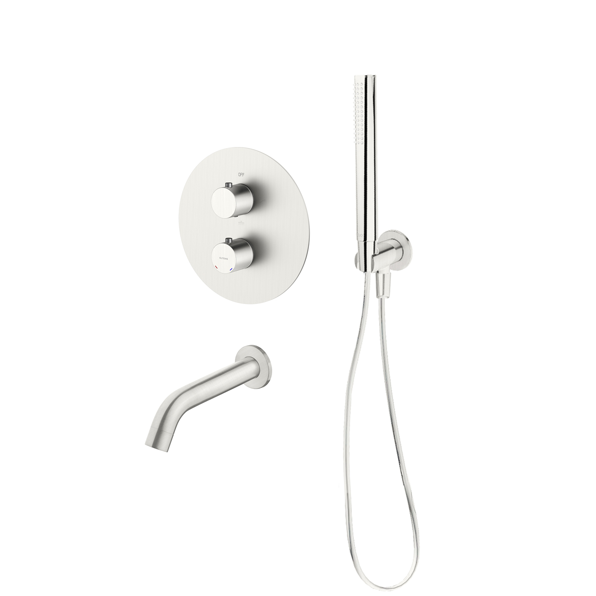 Set Badewannen- und Duscharmatur Oltens Katla 34600910, Auslauf für Badewannenarmatur Oltens Molle 39100910, 39304910, 37102910, 37200910