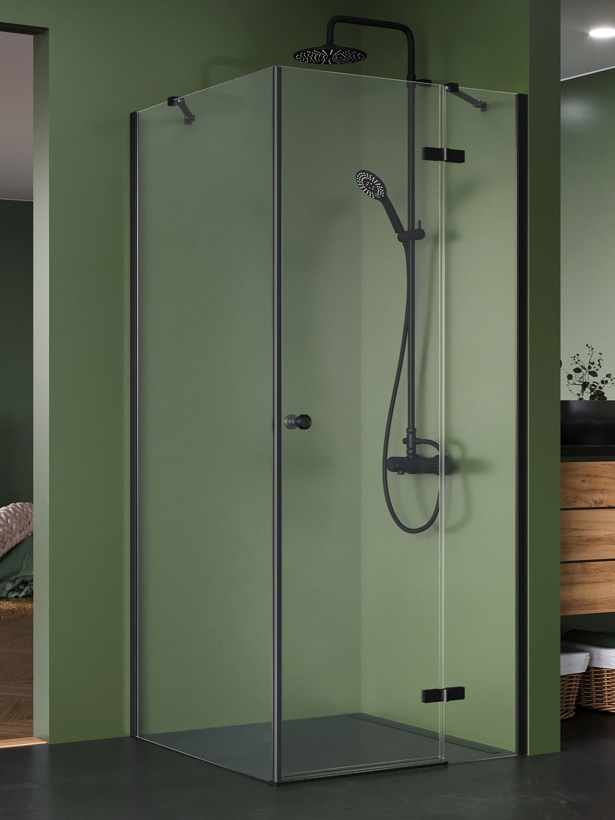 New Trendy Kalibra Black Dusche 120x100 cm schwarz Matte/durchsichtiges Glas K-5060