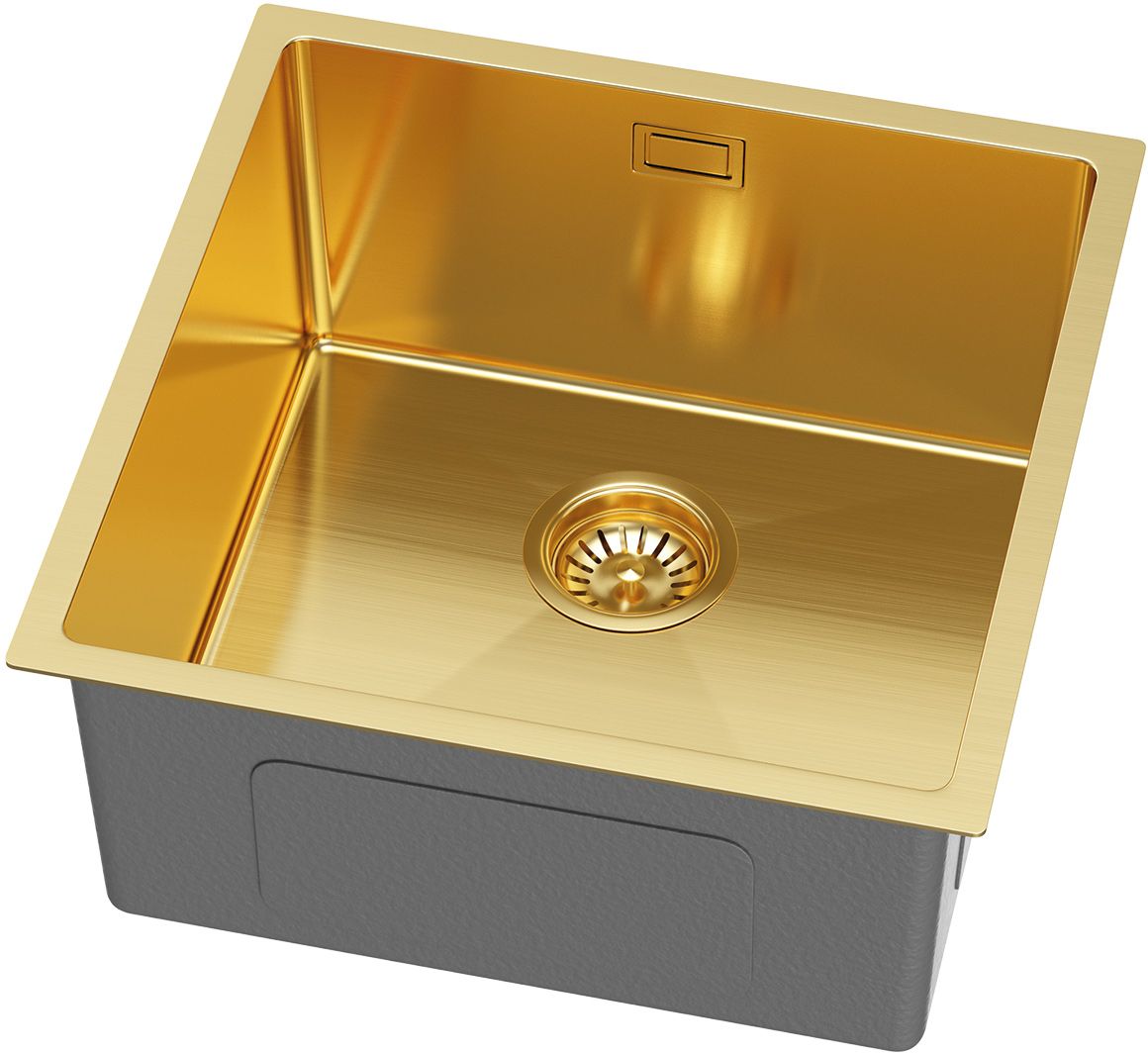 Ruvetti Stelio Stahlspüle mit Siphon 44x44 cm gold 5001S_PVD_GOLD50_P