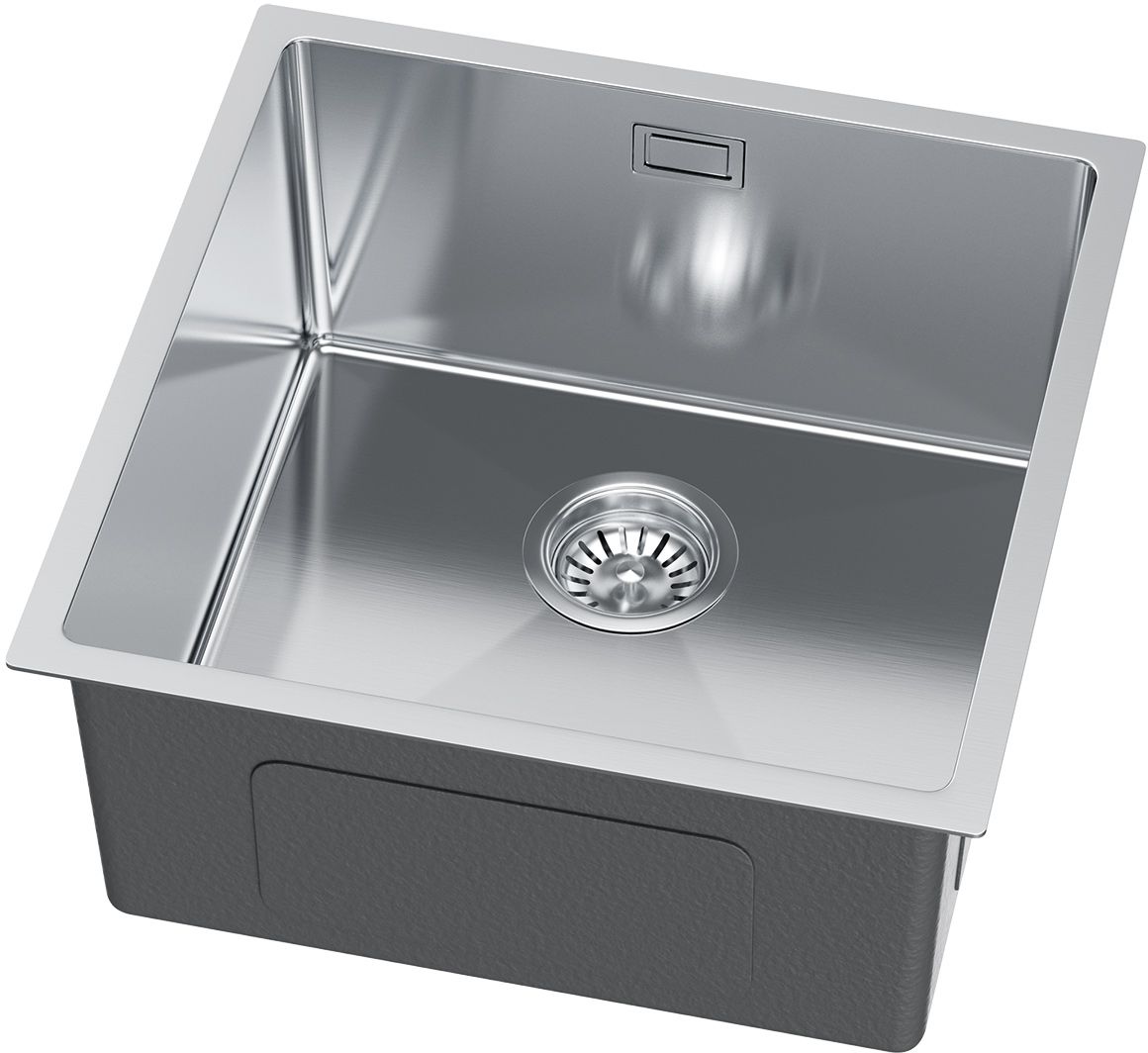 Ruvetti Stelio Stahlspüle mit Siphon 44x44 cm stahl 5001S_BS50_P