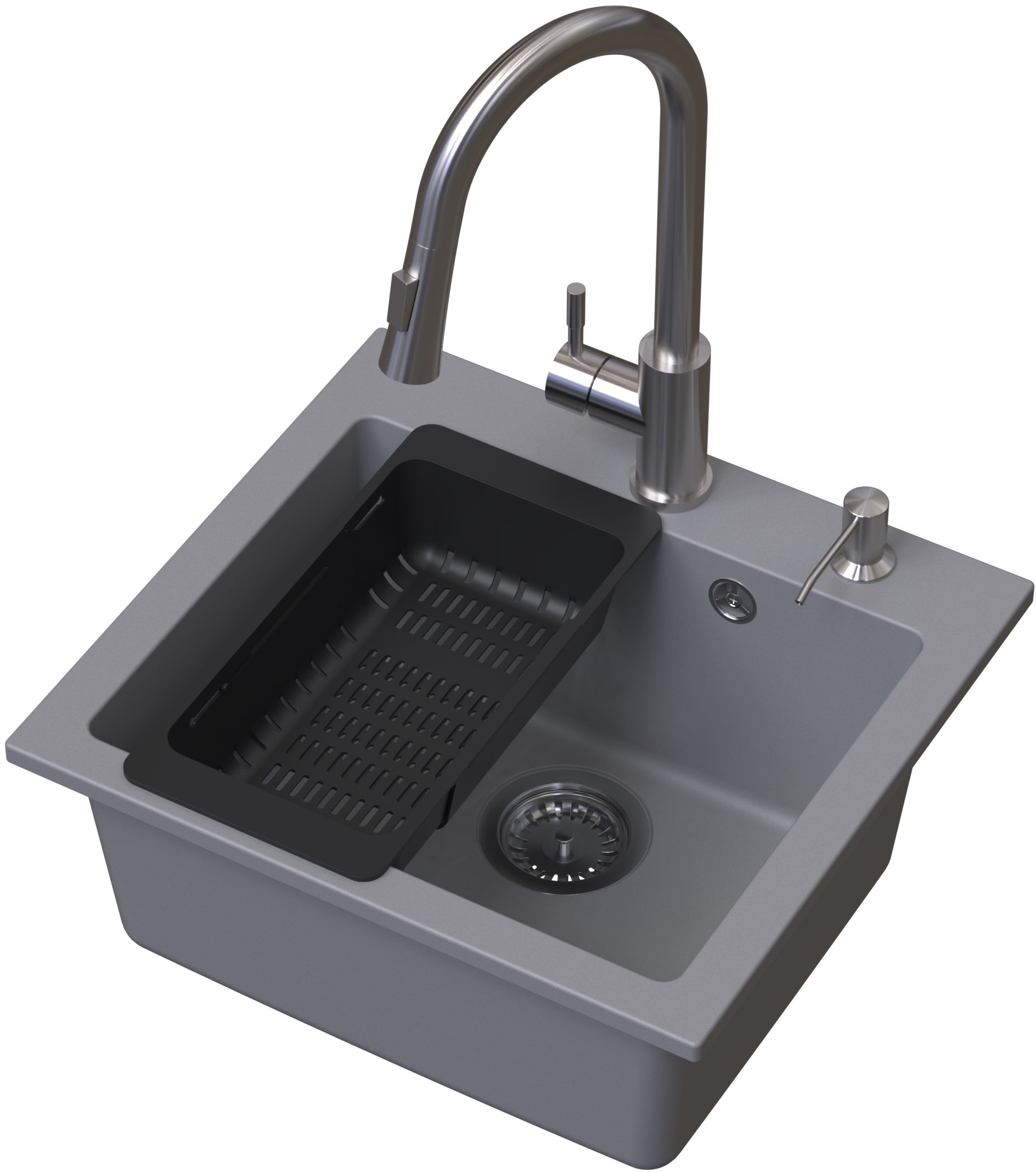 Ruvetti Frigo Waschbecken mit Wasserhahn und Zubehör grau/stahl LP_3200-FR4945GR_W